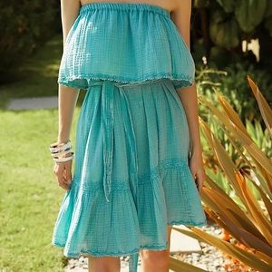 Daily Practice by Anthropologie Kona Strapless Dress, sz XL, Turquoise